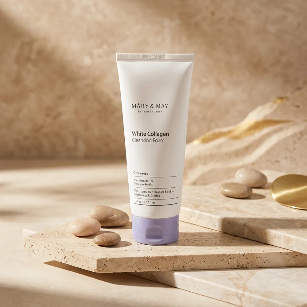 MARY & MAY White Collagen Cleansing Foam, Colágeno 46,6% + niacinamida 1%